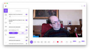 Disabili DOC – “Speciale Logitech StreamCam” – La schermata “Logi Capture” mostra una anteprima immagine della prima fonte video e molti parametri per regolare la StreamCam, la maggior parte non è visibile a causa dell'altezza dello screen shot